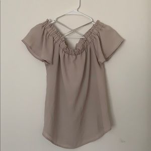 sienna sky beige off the shoulder top